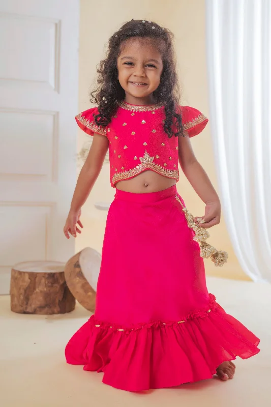 Pre-Order: Pink Butta Embroidered Ghagra Set