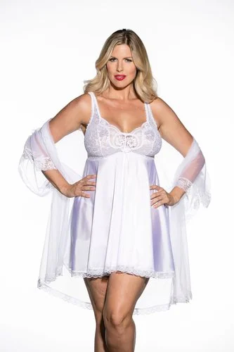 Sheer Lace Chemise In White - Shirley Of Hollywood