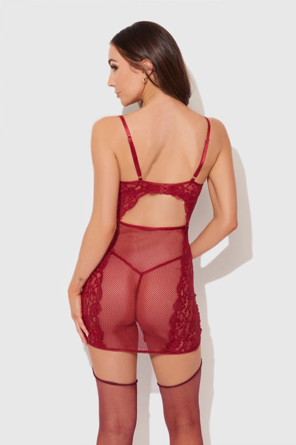 Dezi Stretch Mesh G-String In Rhubarb Red - House of Desire