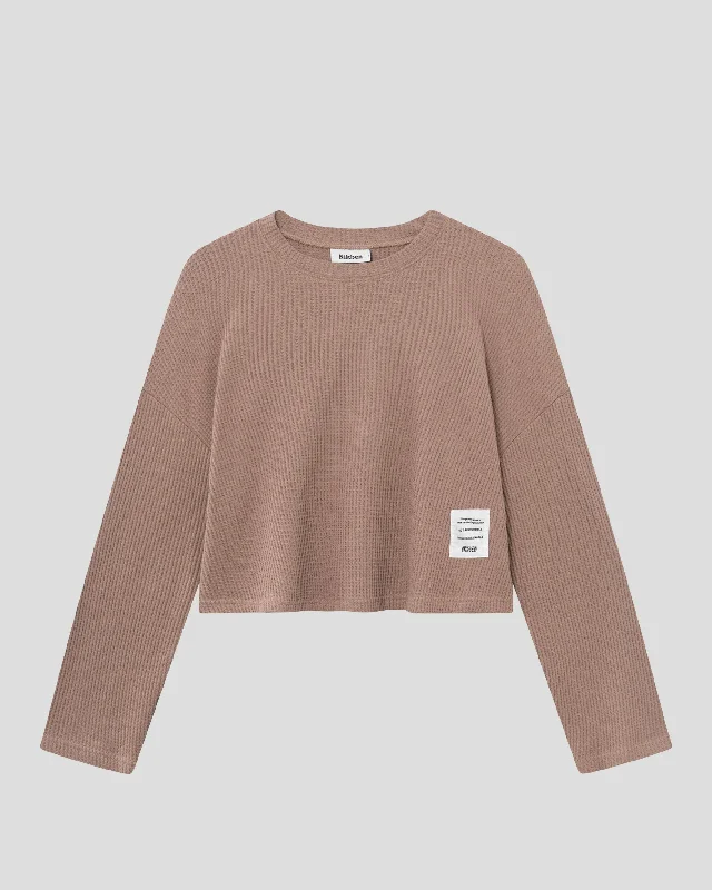 Waffle Cropped Box Crew Cappuccino