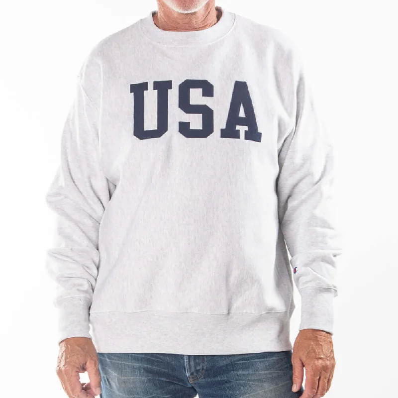 Unisex Champion Silver Grey USA Reverse Weave Crew Sweatshirt