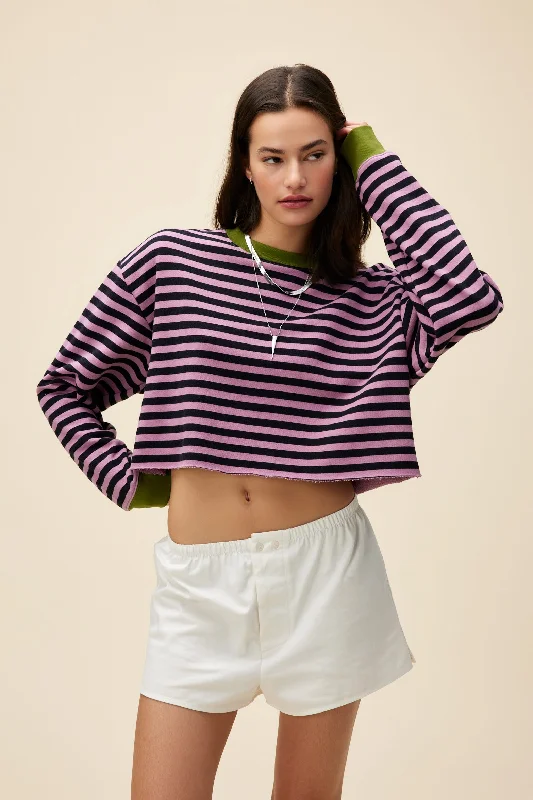 Stripe Cut-Off Sweatshirt