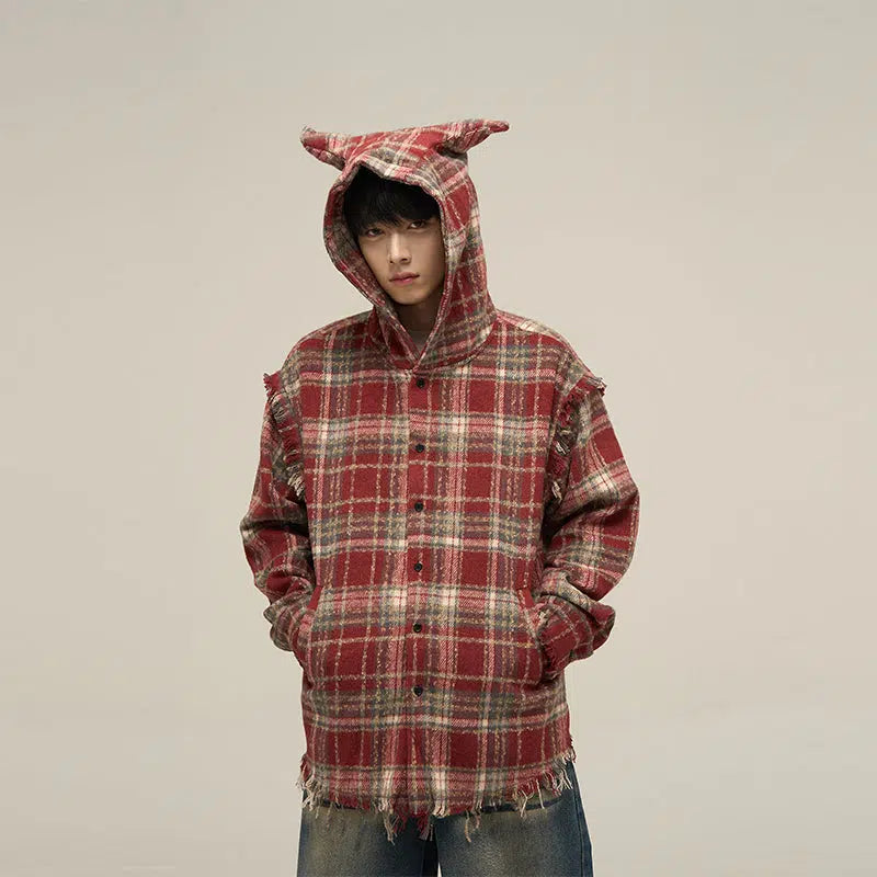 Devil Hooded Plaid Jacket