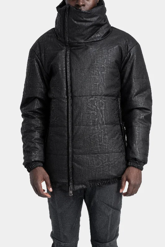 High neck coated padded jacket