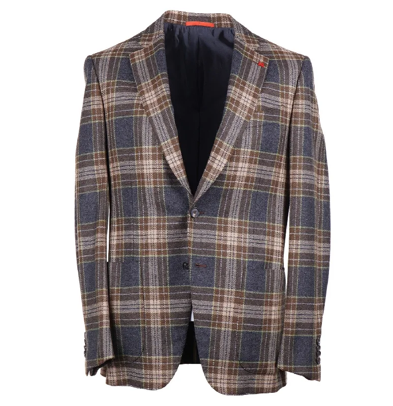 Isaia Tartan Cashmere and Wool Sport Coat