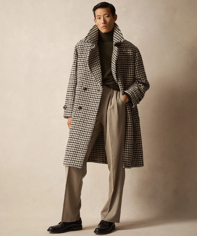 Oversized Houndstooth Topcoat in Cream