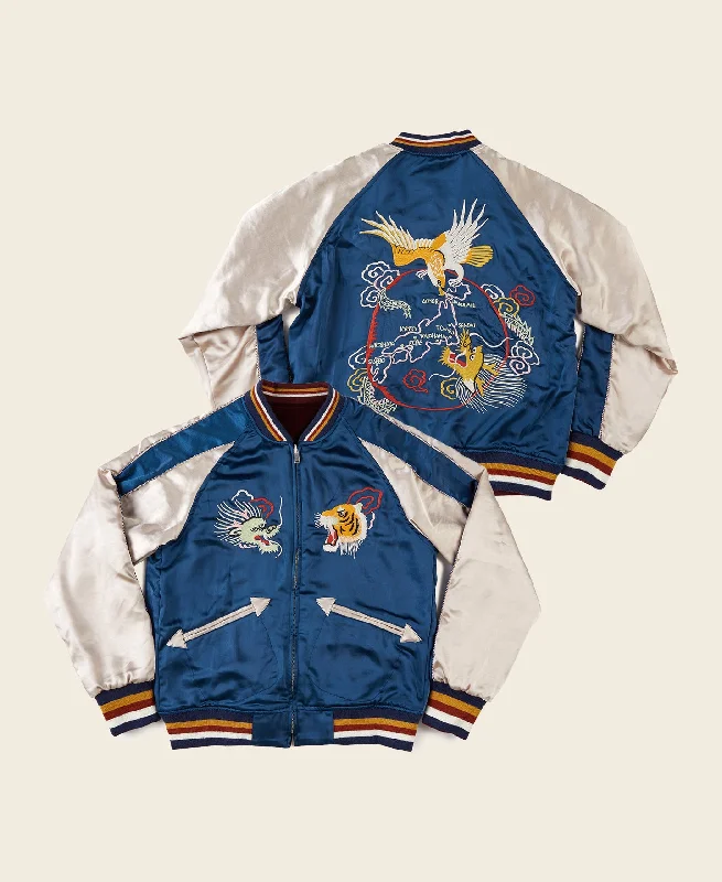 1950s Reversible Acetate Souvenir Jacket - Dragon Tiger Falcon