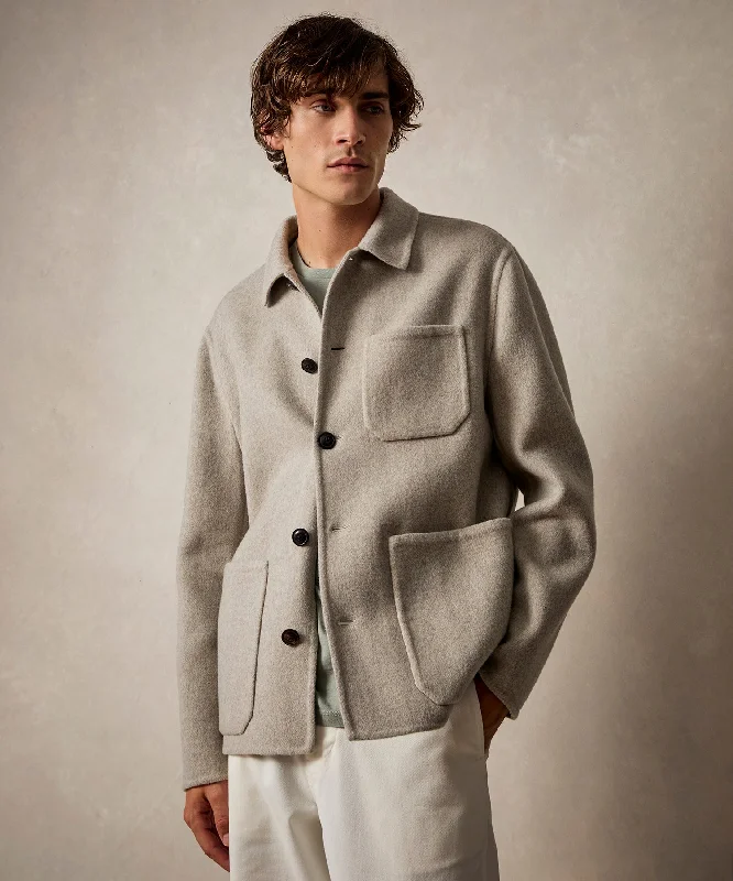 Italian Cashmere Chore Coat in Dove Grey