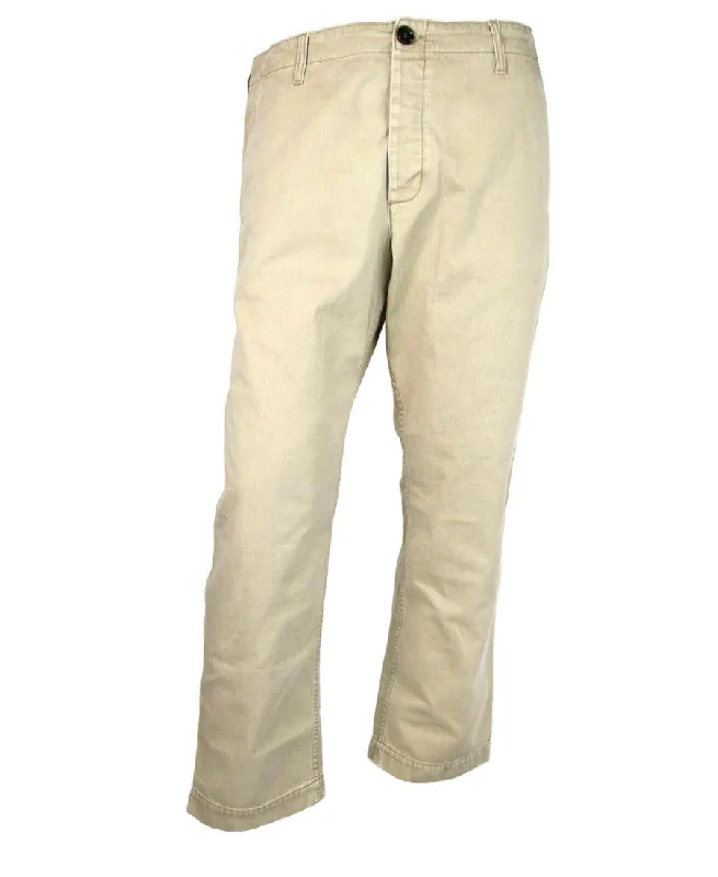 Gucci Men's Light Brown Washed Cotton Pant With Gucci Print On Back